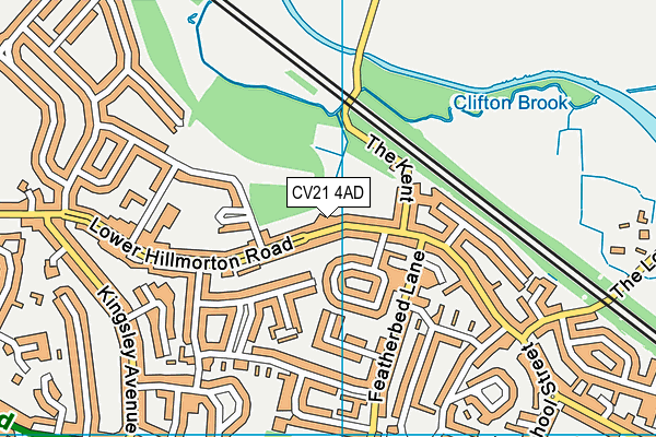 CV21 4AD map - OS VectorMap District (Ordnance Survey)
