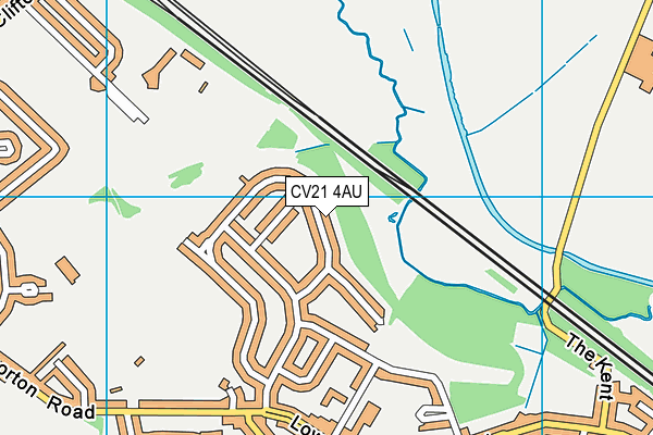 CV21 4AU map - OS VectorMap District (Ordnance Survey)