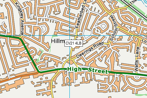 Hillmorton Recreation Ground map (CV21 4LB) - OS VectorMap District (Ordnance Survey)