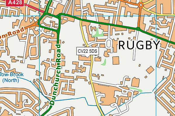 Rugby School Playing Fields map (CV22 5DS) - OS VectorMap District (Ordnance Survey)