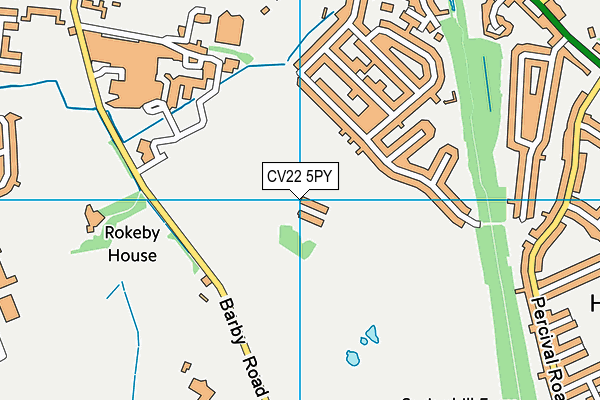 Rugby School (Springhill Pitches) map (CV22 5PY) - OS VectorMap District (Ordnance Survey)
