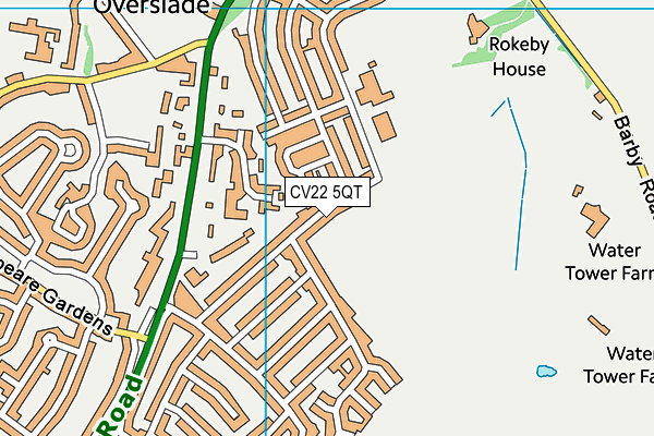 CV22 5QT map - OS VectorMap District (Ordnance Survey)