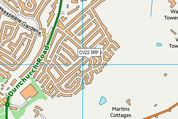 CV22 5RF map - OS VectorMap District (Ordnance Survey)