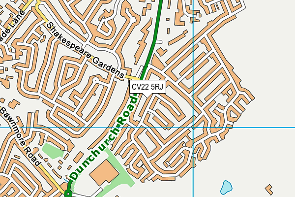 CV22 5RJ map - OS VectorMap District (Ordnance Survey)