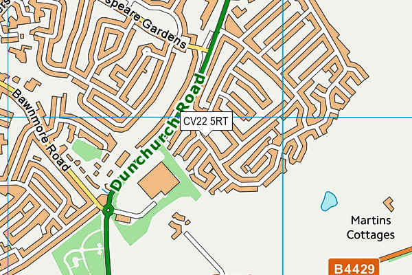 CV22 5RT map - OS VectorMap District (Ordnance Survey)