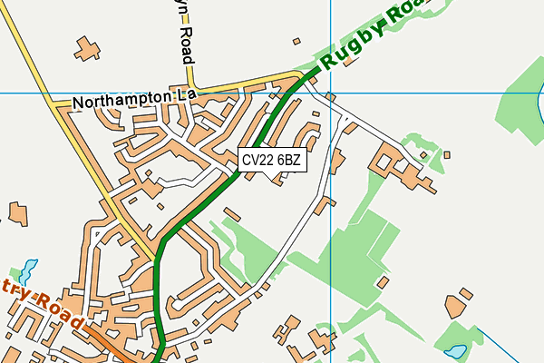 CV22 6BZ map - OS VectorMap District (Ordnance Survey)