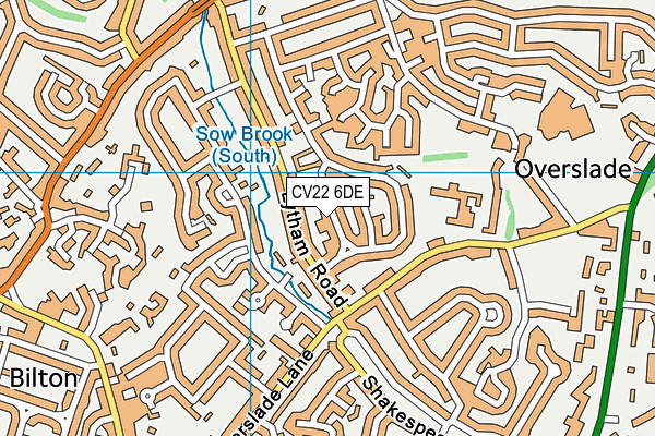 CV22 6DE map - OS VectorMap District (Ordnance Survey)