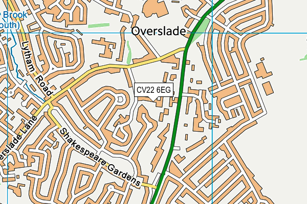 CV22 6EG map - OS VectorMap District (Ordnance Survey)
