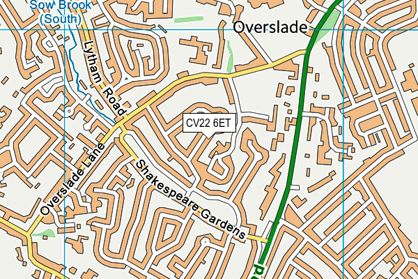 CV22 6ET map - OS VectorMap District (Ordnance Survey)