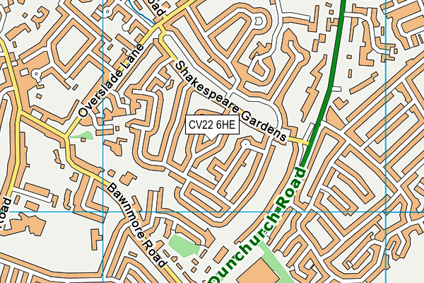 CV22 6HE map - OS VectorMap District (Ordnance Survey)