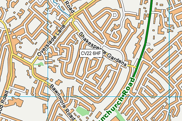 CV22 6HF map - OS VectorMap District (Ordnance Survey)