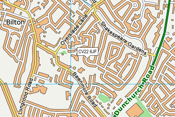 CV22 6JF map - OS VectorMap District (Ordnance Survey)