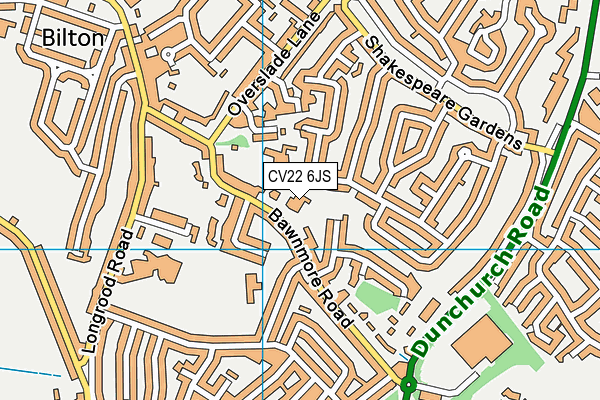 CV22 6JS map - OS VectorMap District (Ordnance Survey)