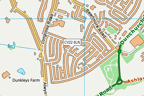 CV22 6LN map - OS VectorMap District (Ordnance Survey)