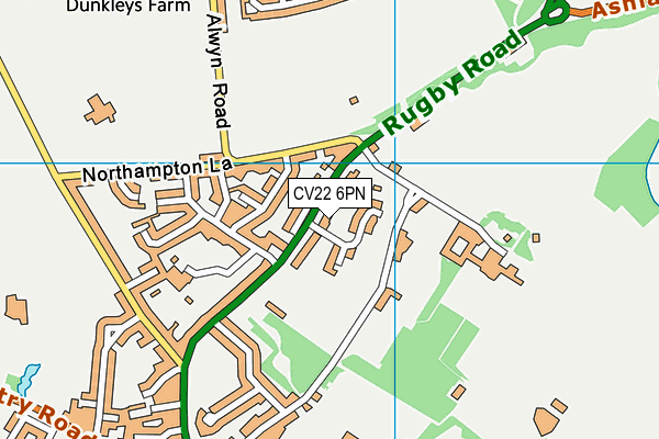 Dunchurch And Bilton Cricket Club map (CV22 6PN) - OS VectorMap District (Ordnance Survey)