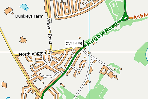 CV22 6PR map - OS VectorMap District (Ordnance Survey)