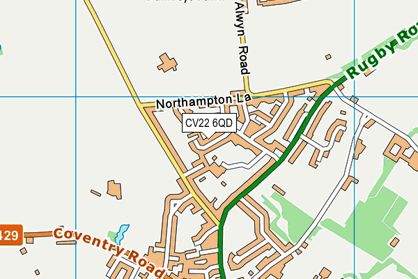 CV22 6QD map - OS VectorMap District (Ordnance Survey)