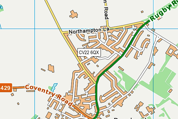 CV22 6QX map - OS VectorMap District (Ordnance Survey)