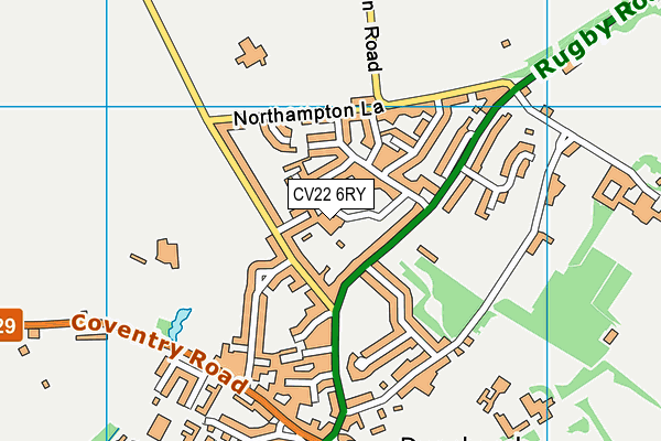 CV22 6RY map - OS VectorMap District (Ordnance Survey)