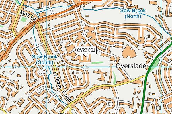 CV22 6SJ map - OS VectorMap District (Ordnance Survey)
