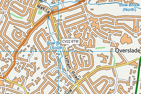 CV22 6TW map - OS VectorMap District (Ordnance Survey)
