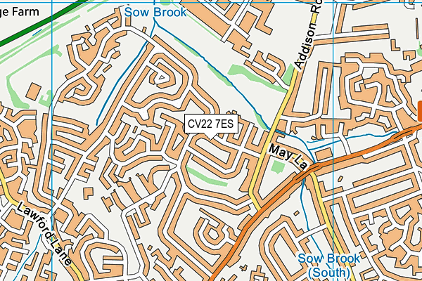 CV22 7ES map - OS VectorMap District (Ordnance Survey)