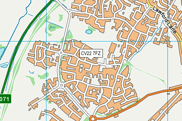 CV22 7FZ map - OS VectorMap District (Ordnance Survey)