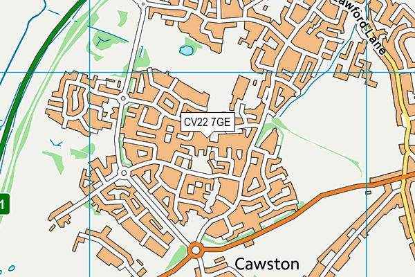 CV22 7GE map - OS VectorMap District (Ordnance Survey)
