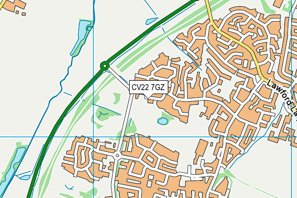 CV22 7GZ map - OS VectorMap District (Ordnance Survey)