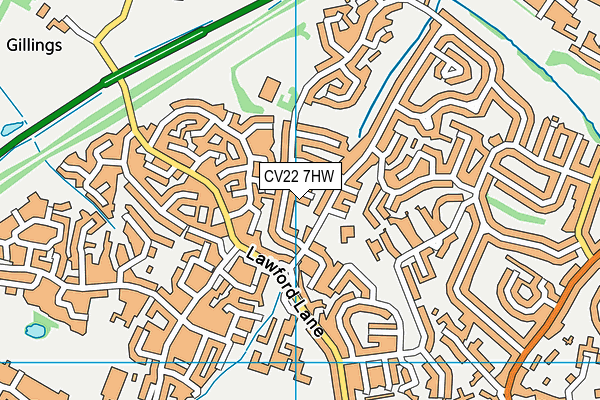 CV22 7HW map - OS VectorMap District (Ordnance Survey)