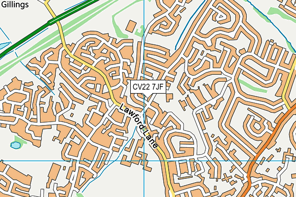 CV22 7JF map - OS VectorMap District (Ordnance Survey)