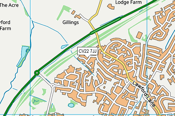 CV22 7JJ map - OS VectorMap District (Ordnance Survey)