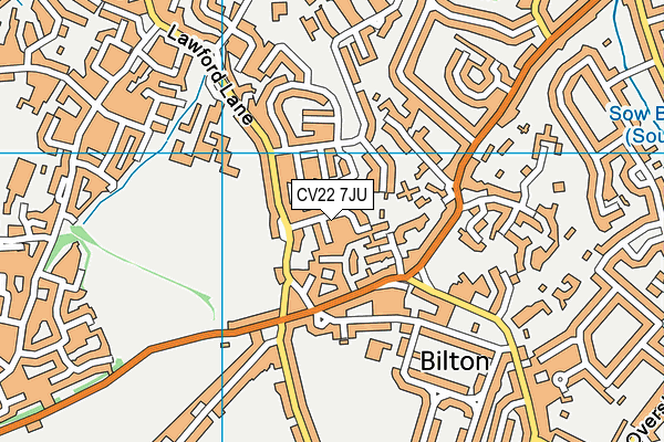 CV22 7JU map - OS VectorMap District (Ordnance Survey)