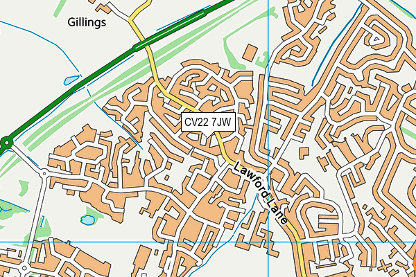 CV22 7JW map - OS VectorMap District (Ordnance Survey)