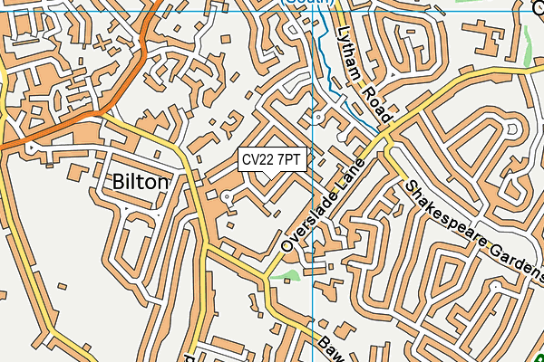 CV22 7PT map - OS VectorMap District (Ordnance Survey)