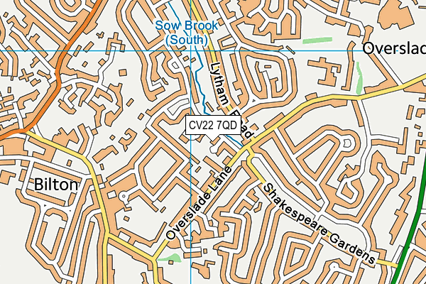 CV22 7QD map - OS VectorMap District (Ordnance Survey)