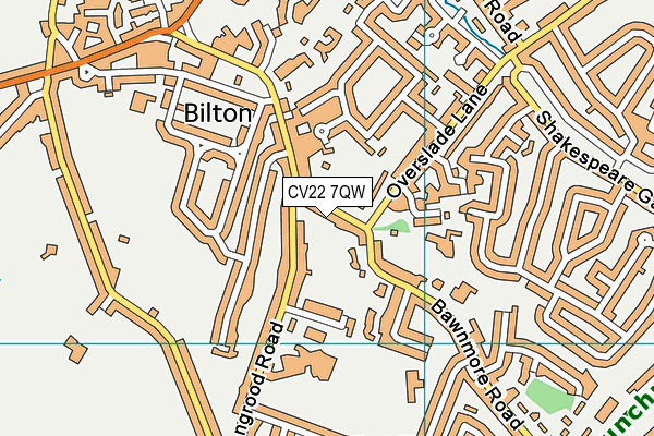 CV22 7QW map - OS VectorMap District (Ordnance Survey)