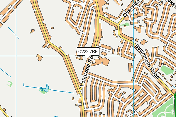 CV22 7RE map - OS VectorMap District (Ordnance Survey)