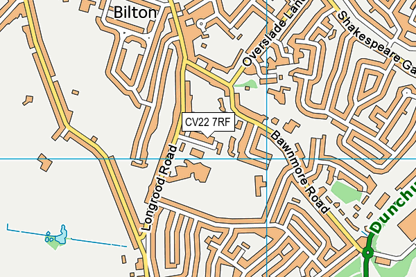 CV22 7RF map - OS VectorMap District (Ordnance Survey)