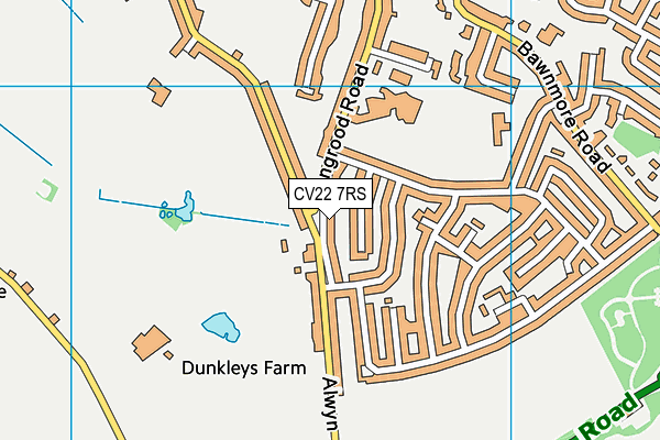 CV22 7RS map - OS VectorMap District (Ordnance Survey)