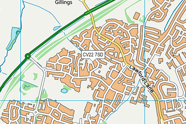 CV22 7SD map - OS VectorMap District (Ordnance Survey)