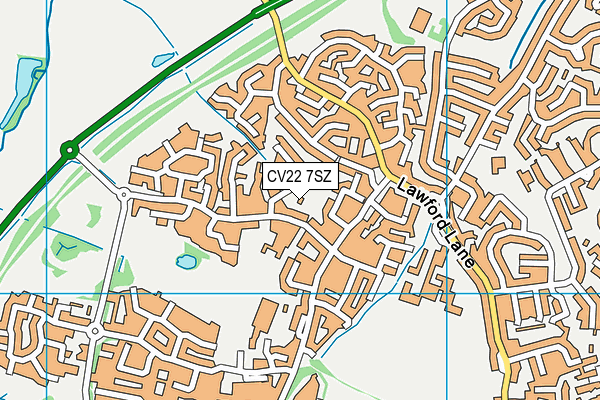 CV22 7SZ map - OS VectorMap District (Ordnance Survey)