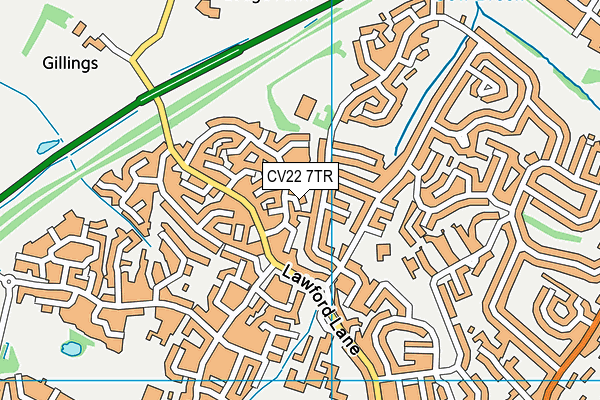 CV22 7TR map - OS VectorMap District (Ordnance Survey)