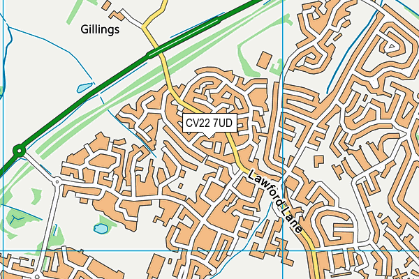 CV22 7UD map - OS VectorMap District (Ordnance Survey)