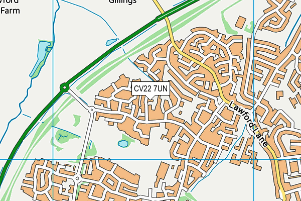 CV22 7UN map - OS VectorMap District (Ordnance Survey)