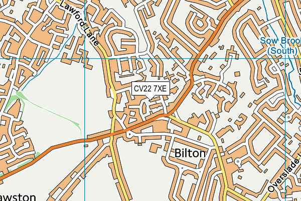 CV22 7XE map - OS VectorMap District (Ordnance Survey)