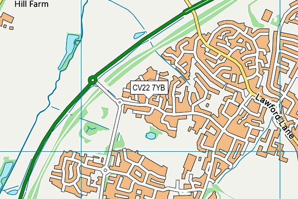 CV22 7YB map - OS VectorMap District (Ordnance Survey)