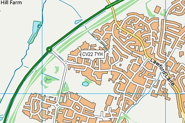 CV22 7YH map - OS VectorMap District (Ordnance Survey)
