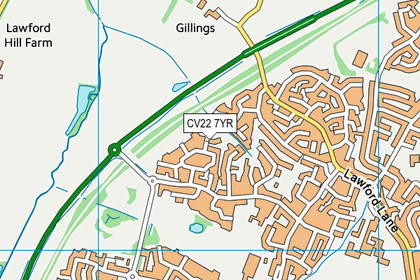 CV22 7YR map - OS VectorMap District (Ordnance Survey)