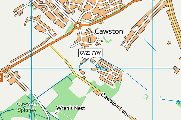 CV22 7YW map - OS VectorMap District (Ordnance Survey)